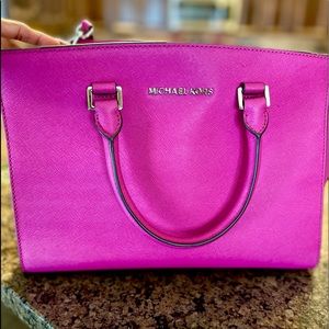 Michael Kors medium fuschia satchel, with shoulder strap. Only worn twice.